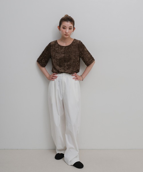 select MOCA(セレクトモカ)の「【ZOZO限定】センターラインシアーベロアトップス(Tシャツ/カットソー・レディース・ブラウン/グレー/ブラック・FREE)」の20枚目の写真