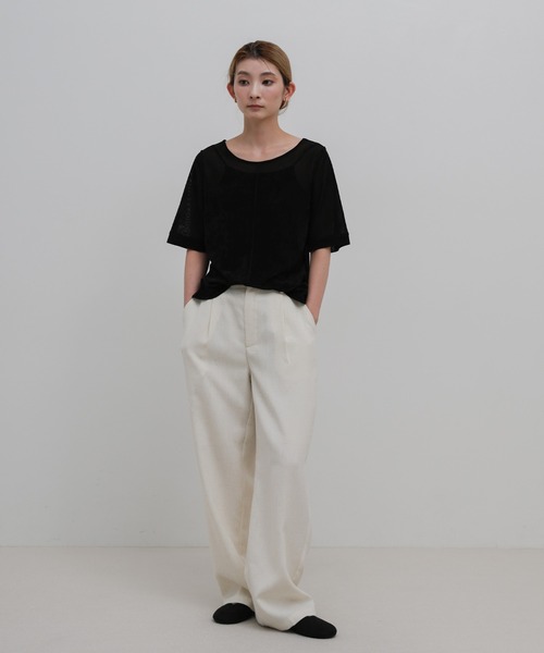 select MOCA(セレクトモカ)の「【ZOZO限定】センターラインシアーベロアトップス(Tシャツ/カットソー・レディース・ブラウン/グレー/ブラック・FREE)」の6枚目の写真