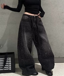 キラキララインストーンデザイン デニムパンツ