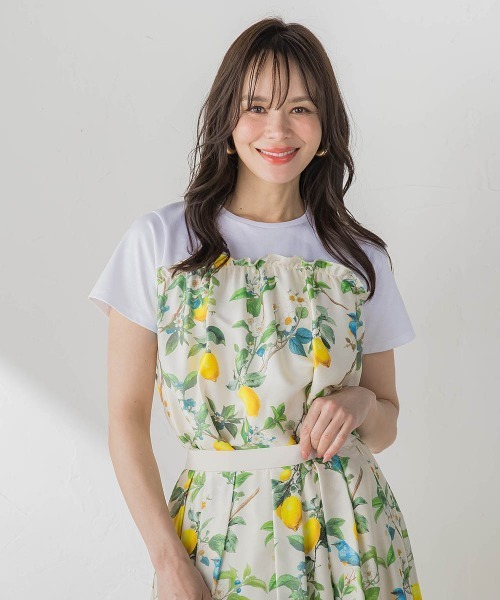 Viaggio Blu(ビアッジョブルー)の「【WEB限定】レモン切り替えカットソー(Tシャツ/カットソー・レディース・ネイビー/ベージュ・M)」の2枚目の写真
