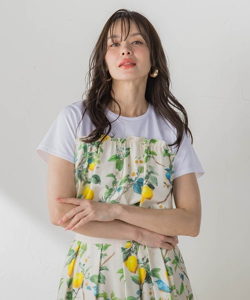 Viaggio Blu(ビアッジョブルー)の「【WEB限定】レモン切り替えカットソー(Tシャツ/カットソー・レディース・ネイビー/ベージュ・M)」の4枚目の写真