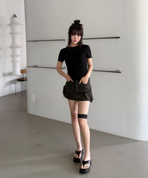 4INT.(フォイント)の「【2ピースSET / 単体 or レイヤード】レース キャミソール 無地 半袖 Tシャツ(Tシャツ/カットソー・レディース・ブラック/グレー/ホワイト・FREE)」の5枚目の写真