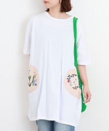 EMAGO ポケット刺繍チュニック 半端袖