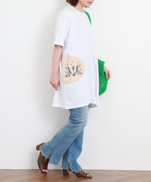 Emago(イマゴ)の「EMAGO ポケット刺繍チュニック 半端袖(チュニック・レディース・ネイビー/ホワイト・FREE)」の9枚目の写真
