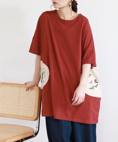 Emago(イマゴ)の「EMAGO ポケット刺繍チュニック 半端袖(チュニック・レディース・ネイビー/ホワイト・FREE)」の17枚目の写真