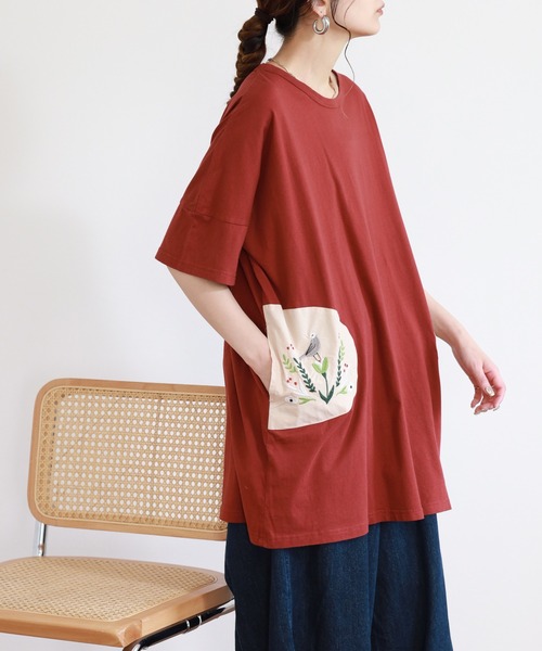 Emago(イマゴ)の「EMAGO ポケット刺繍チュニック 半端袖(チュニック・レディース・ネイビー/ホワイト・FREE)」の20枚目の写真