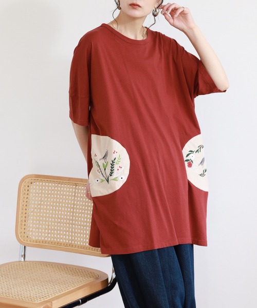 Emago(イマゴ)の「EMAGO ポケット刺繍チュニック 半端袖(チュニック・レディース・ネイビー/ホワイト・FREE)」の18枚目の写真