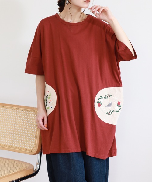 Emago(イマゴ)の「EMAGO ポケット刺繍チュニック 半端袖(チュニック・レディース・ネイビー/ホワイト・FREE)」の19枚目の写真