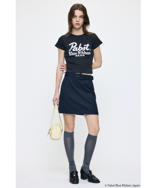 MOUSSY(マウジー)の「PABST CURSIVE LOGO Tシャツ(Tシャツ/カットソー・レディース・ブラック/レッド/ホワイト/ライトブルー・FREE)」の5枚目の写真