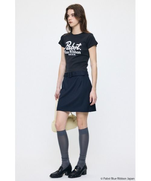 MOUSSY(マウジー)の「PABST CURSIVE LOGO Tシャツ(Tシャツ/カットソー・レディース・ブラック/レッド/ホワイト/ライトブルー・FREE)」の7枚目の写真