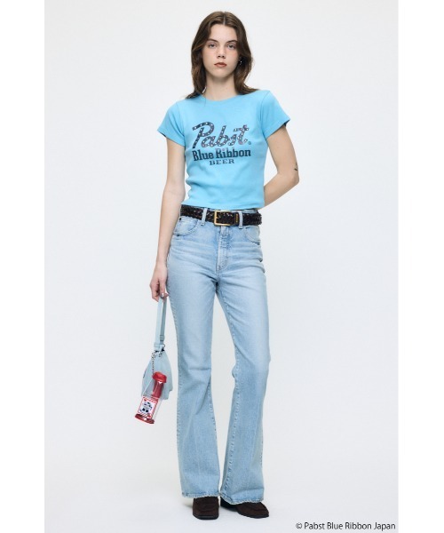 MOUSSY(マウジー)の「PABST CURSIVE LOGO Tシャツ(Tシャツ/カットソー・レディース・ブラック/レッド/ホワイト/ライトブルー・FREE)」の12枚目の写真