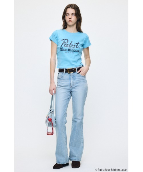 MOUSSY(マウジー)の「PABST CURSIVE LOGO Tシャツ(Tシャツ/カットソー・レディース・ブラック/レッド/ホワイト/ライトブルー・FREE)」の13枚目の写真