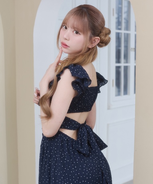 Rmine(アールマイン)の「袖フリル バッグリボン ドット ロングワンピース(ワンピース・レディース・レッド/ホワイト/ネイビー・FREE)」の18枚目の写真