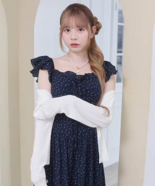 Rmine(アールマイン)の「袖フリル バッグリボン ドット ロングワンピース(ワンピース・レディース・レッド/ホワイト/ネイビー・FREE)」の20枚目の写真