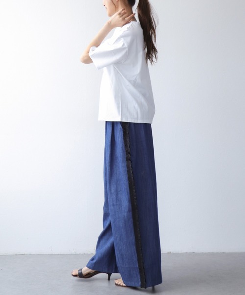 Jines(ジネス)の「刺繍Tシャツ(Tシャツ/カットソー・レディース・ホワイト/チャコールグレー/モカ・38)」の5枚目の写真