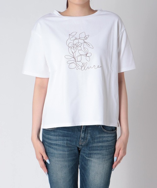Jines(ジネス)の「刺繍Tシャツ(Tシャツ/カットソー・レディース・ホワイト/チャコールグレー/モカ・38)」の12枚目の写真