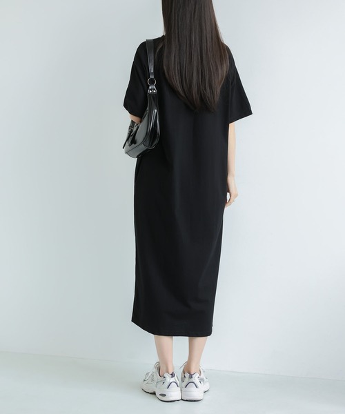 MAISON DE THERESE(メゾン ド テレーズ)の「無地シンプル半袖 Tシャツワンピース 夏新作ビッグサイズ ゆったりシルエット 体型カバー カジュアルワンピ(ワンピース・レディース・GRAY/Black・M)」の6枚目の写真