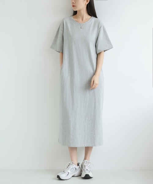 MAISON DE THERESE(メゾン ド テレーズ)の「無地シンプル半袖 Tシャツワンピース 夏新作ビッグサイズ ゆったりシルエット 体型カバー カジュアルワンピ(ワンピース・レディース・GRAY/Black・M)」の10枚目の写真