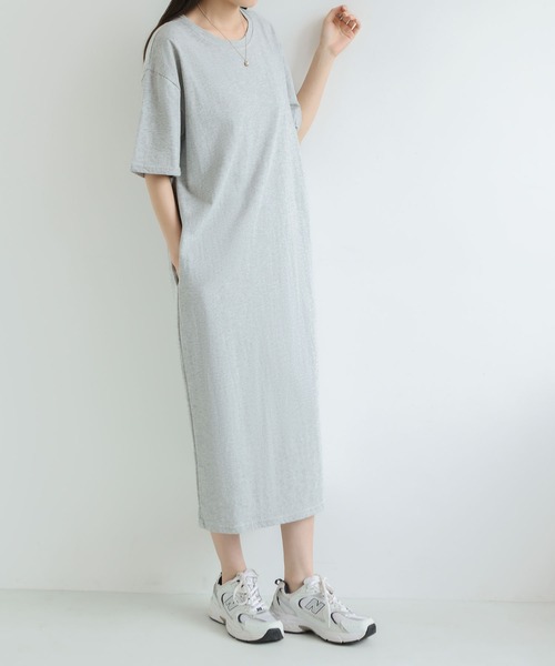 MAISON DE THERESE(メゾン ド テレーズ)の「無地シンプル半袖 Tシャツワンピース 夏新作ビッグサイズ ゆったりシルエット 体型カバー カジュアルワンピ(ワンピース・レディース・GRAY/Black・M)」の11枚目の写真