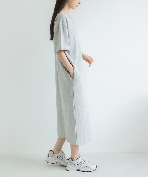 MAISON DE THERESE(メゾン ド テレーズ)の「無地シンプル半袖 Tシャツワンピース 夏新作ビッグサイズ ゆったりシルエット 体型カバー カジュアルワンピ(ワンピース・レディース・GRAY/Black・M)」の12枚目の写真