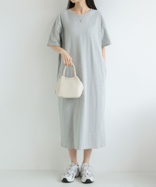 MAISON DE THERESE(メゾン ド テレーズ)の「無地シンプル半袖 Tシャツワンピース 夏新作ビッグサイズ ゆったりシルエット 体型カバー カジュアルワンピ(ワンピース・レディース・GRAY/Black・M)」の13枚目の写真