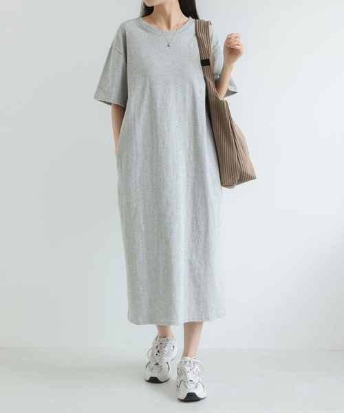 MAISON DE THERESE(メゾン ド テレーズ)の「無地シンプル半袖 Tシャツワンピース 夏新作ビッグサイズ ゆったりシルエット 体型カバー カジュアルワンピ(ワンピース・レディース・GRAY/Black・M)」の14枚目の写真