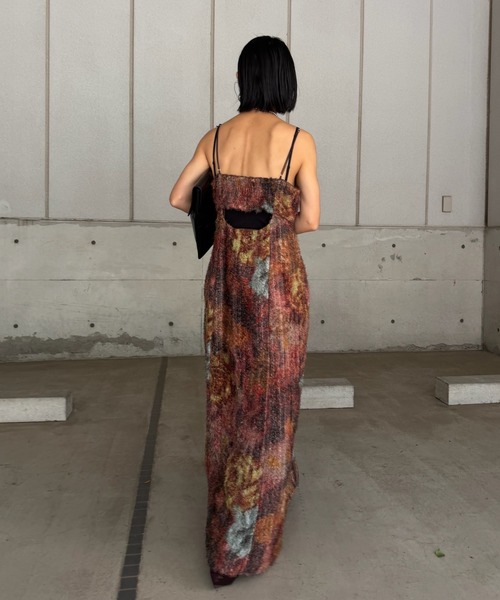 Ameri(アメリ)の「WOVEN PATTERN FLOWER DRESS(ドレス・レディース・ブラウン/ネイビー・SMALL/MEDIUM)」の7枚目の写真