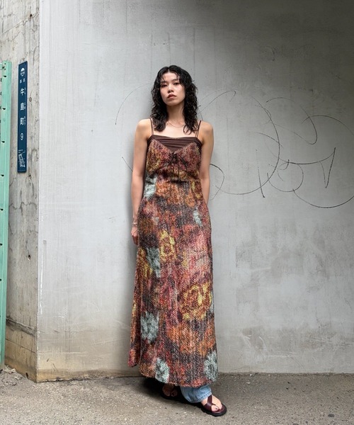 Ameri(アメリ)の「WOVEN PATTERN FLOWER DRESS(ドレス・レディース・ブラウン/ネイビー・SMALL/MEDIUM)」の12枚目の写真