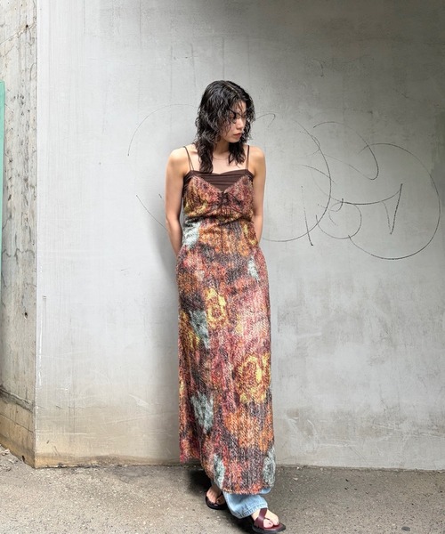 Ameri(アメリ)の「WOVEN PATTERN FLOWER DRESS(ドレス・レディース・ブラウン/ネイビー・SMALL/MEDIUM)」の11枚目の写真