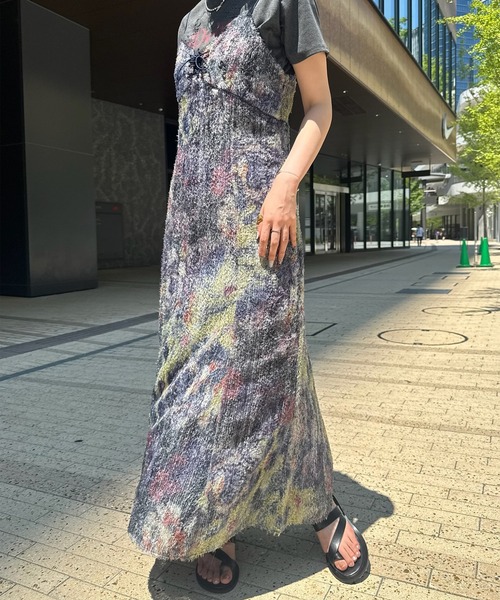 Ameri(アメリ)の「WOVEN PATTERN FLOWER DRESS(ドレス・レディース・ブラウン/ネイビー・SMALL/MEDIUM)」の15枚目の写真