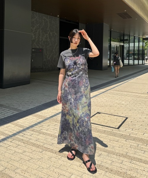 Ameri(アメリ)の「WOVEN PATTERN FLOWER DRESS(ドレス・レディース・ブラウン/ネイビー・SMALL/MEDIUM)」の16枚目の写真