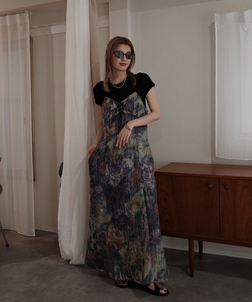 Ameri(アメリ)の「WOVEN PATTERN FLOWER DRESS(ドレス・レディース・ブラウン/ネイビー・SMALL/MEDIUM)」の18枚目の写真