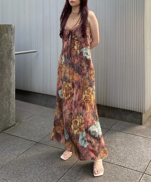 Ameri(アメリ)の「WOVEN PATTERN FLOWER DRESS(ドレス・レディース・ブラウン/ネイビー・SMALL/MEDIUM)」の22枚目の写真