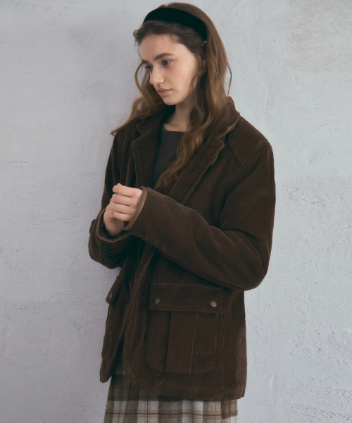 OURNOSTALGIA(アワー ノスタルジア)の「Vintage Corduroy Hunting Jacket_Brown (OC25-OT06)(ミリタリージャケット・レディース・ブラウン・MEDIUM/SMALL)」の2枚目の写真