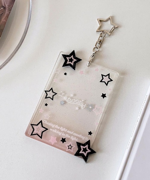 oshipic/推し活 トレカケース キーホルダー 星型ナスカン付き クリア