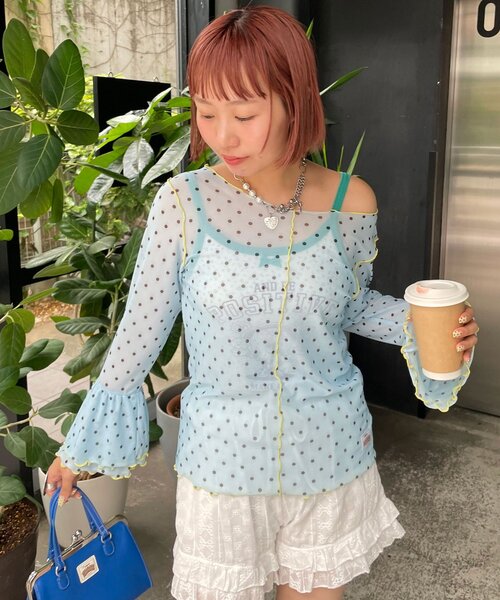 HELLO.SANFRANCISCO(ハローサンフランシスコ)の「【HELLO.SANFRANCISCO/ハローサンフランシスコ】シアードットフリルTEE(Tシャツ/カットソー・レディース・ホワイト/ブルー/オレンジ・ONE SIZE)」の13枚目の写真