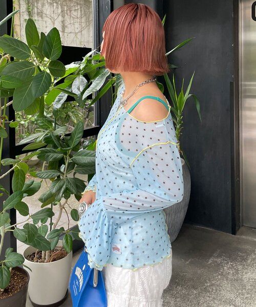 HELLO.SANFRANCISCO(ハローサンフランシスコ)の「【HELLO.SANFRANCISCO/ハローサンフランシスコ】シアードットフリルTEE(Tシャツ/カットソー・レディース・ホワイト/ブルー/オレンジ・ONE SIZE)」の14枚目の写真