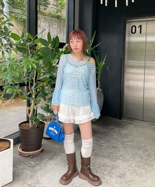 HELLO.SANFRANCISCO(ハローサンフランシスコ)の「【HELLO.SANFRANCISCO/ハローサンフランシスコ】シアードットフリルTEE(Tシャツ/カットソー・レディース・ホワイト/ブルー/オレンジ・ONE SIZE)」の16枚目の写真