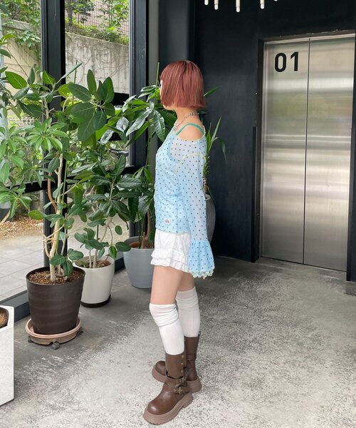 HELLO.SANFRANCISCO(ハローサンフランシスコ)の「【HELLO.SANFRANCISCO/ハローサンフランシスコ】シアードットフリルTEE(Tシャツ/カットソー・レディース・ホワイト/ブルー/オレンジ・ONE SIZE)」の17枚目の写真