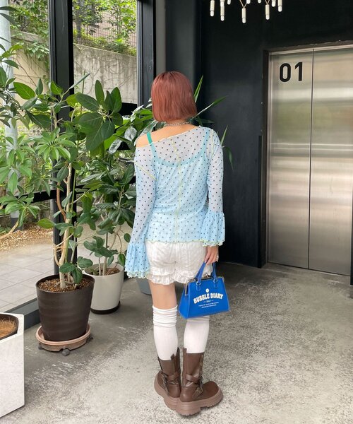 HELLO.SANFRANCISCO(ハローサンフランシスコ)の「【HELLO.SANFRANCISCO/ハローサンフランシスコ】シアードットフリルTEE(Tシャツ/カットソー・レディース・ホワイト/ブルー/オレンジ・ONE SIZE)」の18枚目の写真