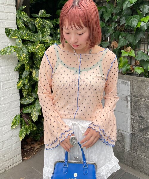 HELLO.SANFRANCISCO(ハローサンフランシスコ)の「【HELLO.SANFRANCISCO/ハローサンフランシスコ】シアードットフリルTEE(Tシャツ/カットソー・レディース・ホワイト/ブルー/オレンジ・ONE SIZE)」の20枚目の写真