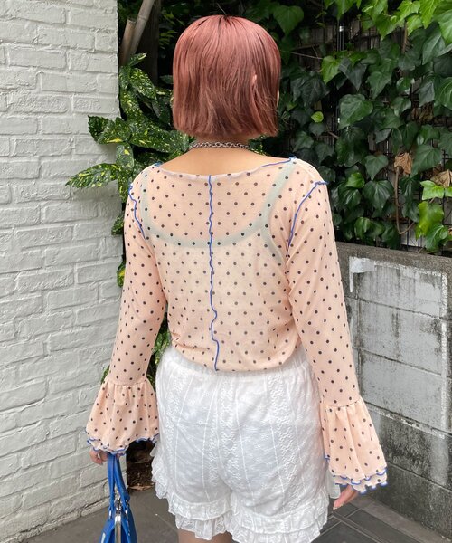 HELLO.SANFRANCISCO(ハローサンフランシスコ)の「【HELLO.SANFRANCISCO/ハローサンフランシスコ】シアードットフリルTEE(Tシャツ/カットソー・レディース・ホワイト/ブルー/オレンジ・ONE SIZE)」の22枚目の写真