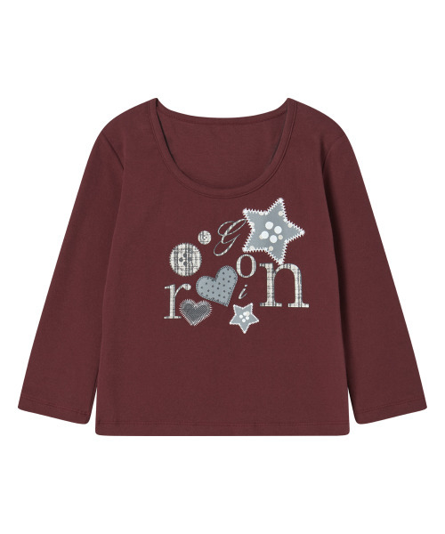 ROGIN N ROSIE(ロギンエンロージー)の「Mixed Motif Printed RnR Long Sleeve Burgundy(Tシャツ/カットソー・レディース・その他・FREE)」の3枚目の写真