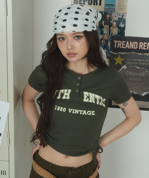 dispark(ディスパーク)の「DISPARK/ヘンリーサイドドロストT(Tシャツ/カットソー・レディース・ブラック/カーキ/アイボリー・FREE)」の1枚目の写真