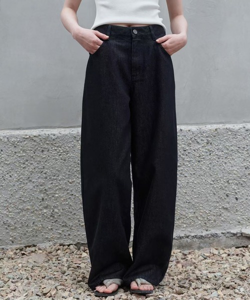 Bie（ビエ）の「ワイドデニムパンツ（その他パンツ・レディース・インディゴブルー・S/L/M）」の2枚目の写真