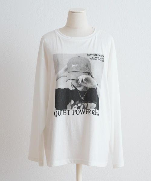 PUAL CE CIN(ピュアルセシン)の「フォトプリントロンT(Tシャツ/カットソー・レディース・キャメル/オフホワイト・FREE)」の1枚目の写真