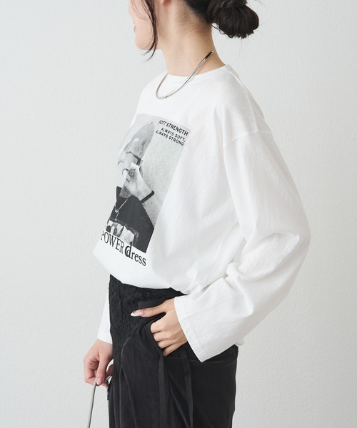PUAL CE CIN(ピュアルセシン)の「フォトプリントロンT(Tシャツ/カットソー・レディース・キャメル/オフホワイト・FREE)」の4枚目の写真