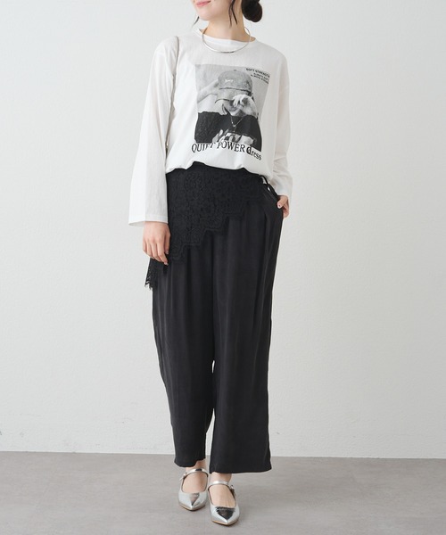 PUAL CE CIN(ピュアルセシン)の「フォトプリントロンT(Tシャツ/カットソー・レディース・キャメル/オフホワイト・FREE)」の6枚目の写真