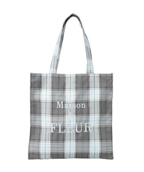 Maison de FLEUR(メゾンドフルール)の「ブランドロゴ刺繍チェックスクエアトート(トートバッグ・レディース・ブルー/ピンク・FREE)」の17枚目の写真