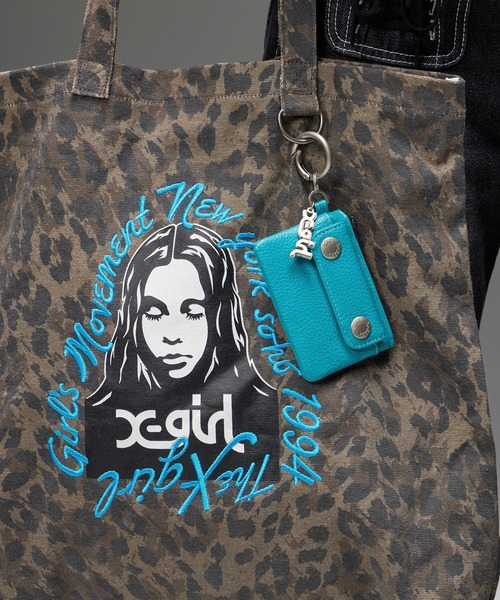 X-girl(エックスガール)の「HAND DRAWN LOGO AND FACE TOTE BAG(トートバッグ・レディース・レオパード/ブラック/カモフラージュ・ONE SIZE)」の7枚目の写真